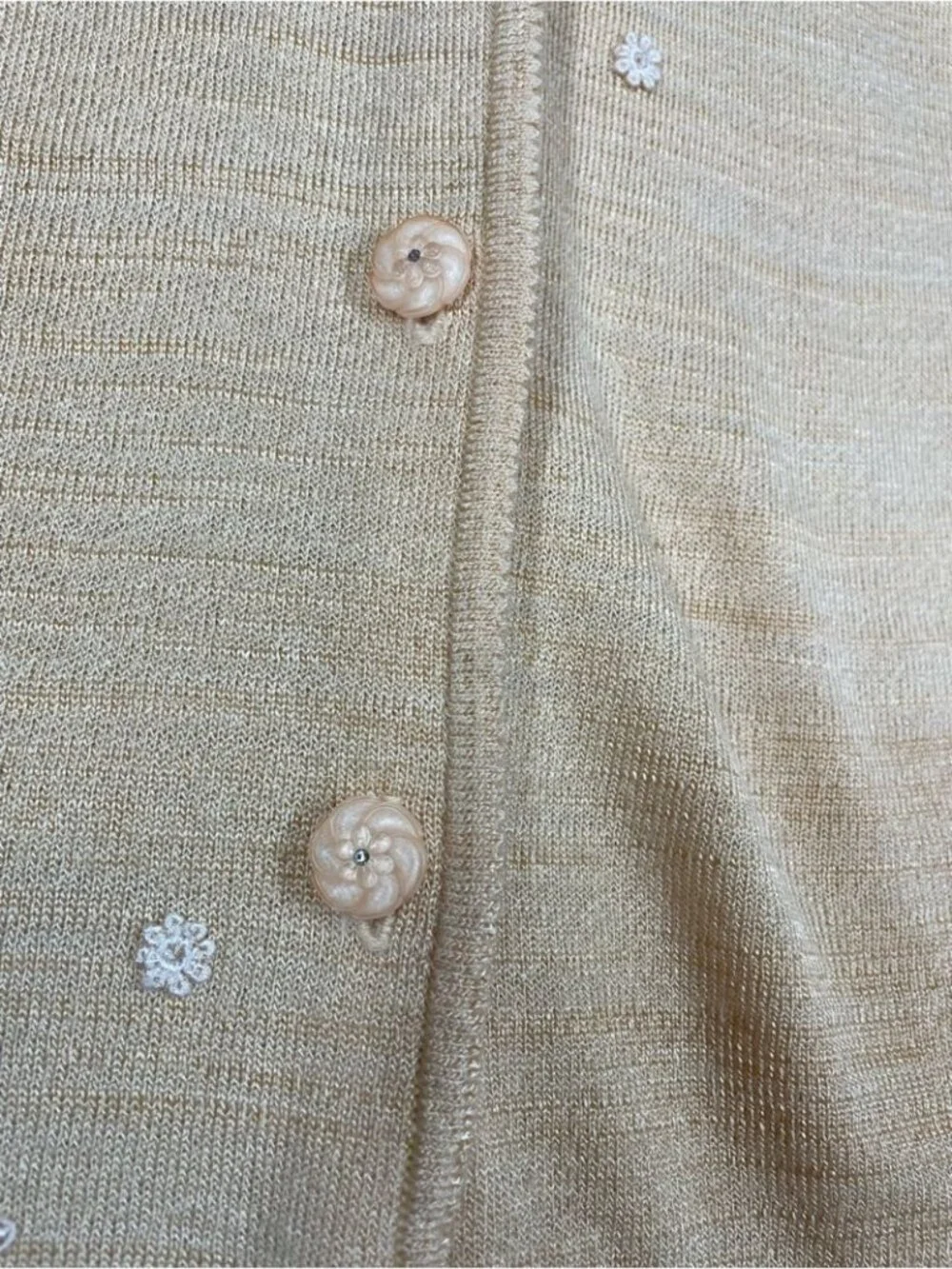 Vintage Carte Knit Cardigan Beige Floral Embroidered Sweater Coquette Festival